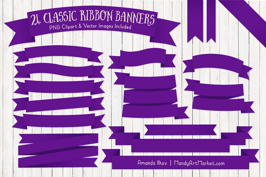 Violet Ribbon Banner Clipart