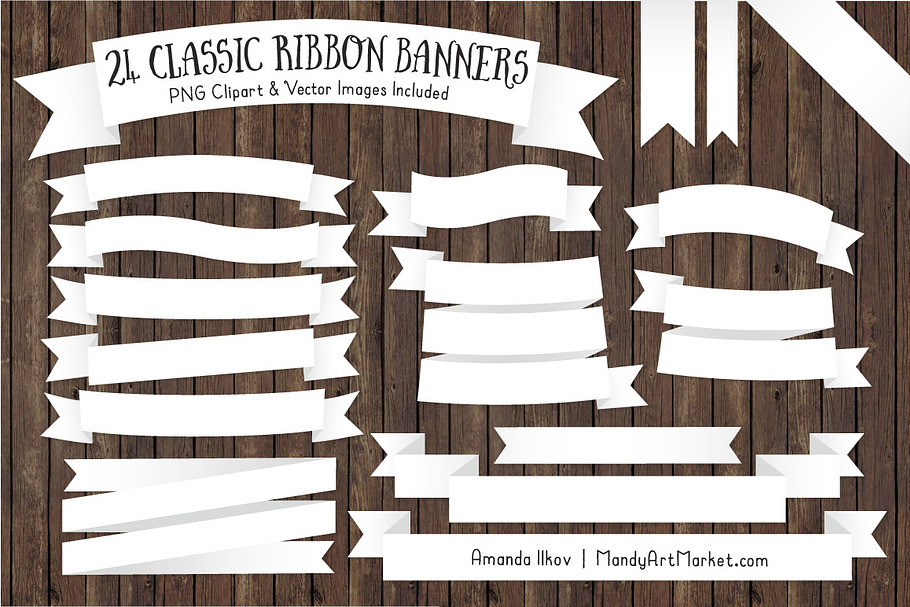 White Ribbon Banner Clipart