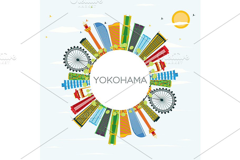 Yokohama Skyline  in Illustrations - product preview 8