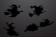 Cartoon Witch Silhouettes Set