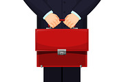 Man holding red budget briefcase on vector illustration