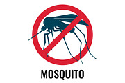 Anti-mosquito label depicting fly in circle vector illustration