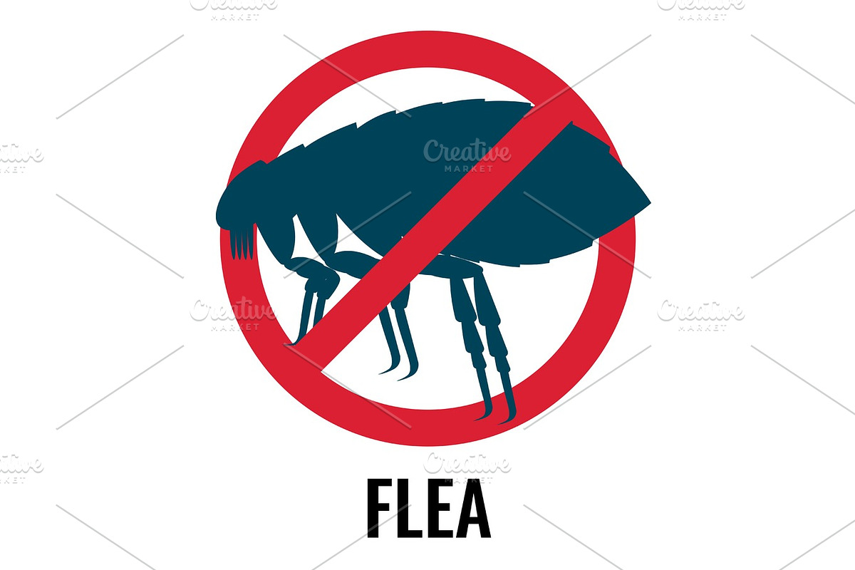 Anti-flea emblem of red and blue colours vector illustration in Illustrations - product preview 8