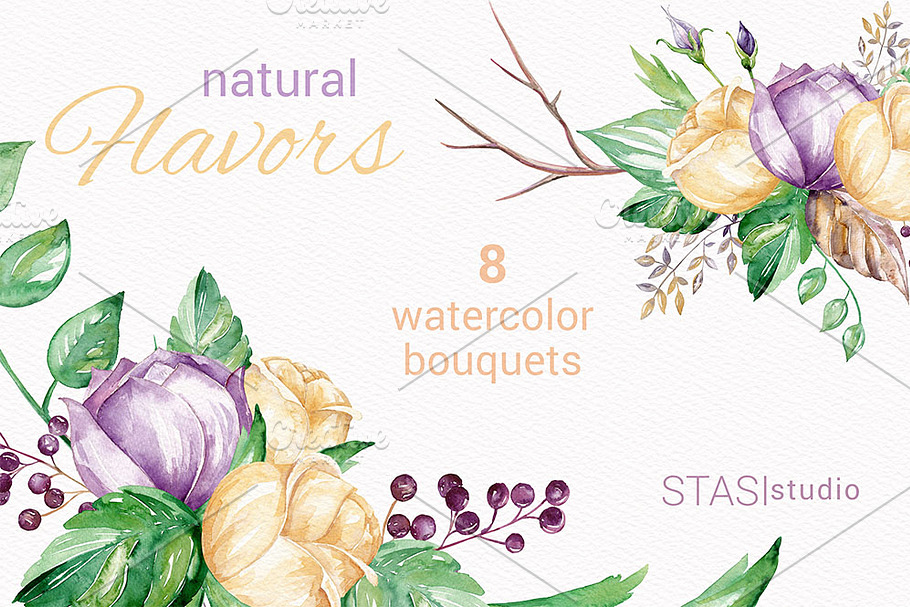 Watercolor Bouquets Clipart