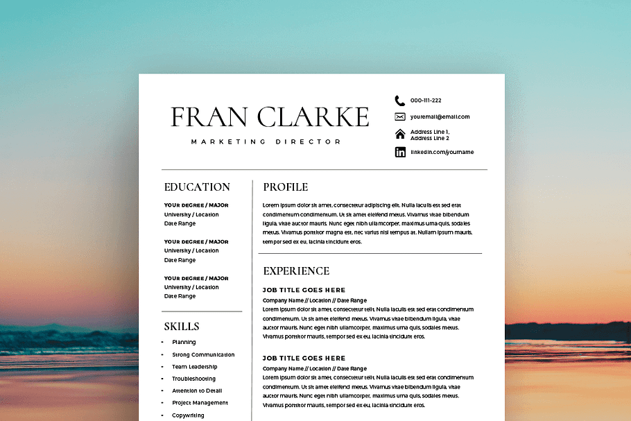 Creative Resume Template for Word in Resume Templates - product preview 8