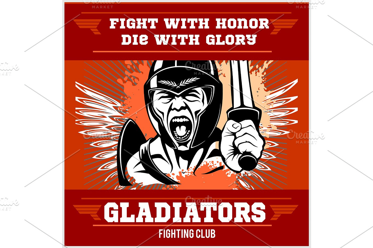 Fight club emblem with gladiator in Illustrations - product preview 8