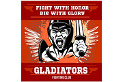 Fight club emblem with gladiator
