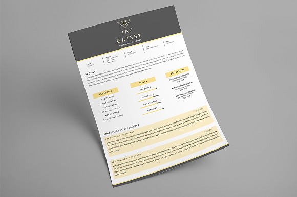 Black Gold Resume Template in Resume Templates - product preview 2