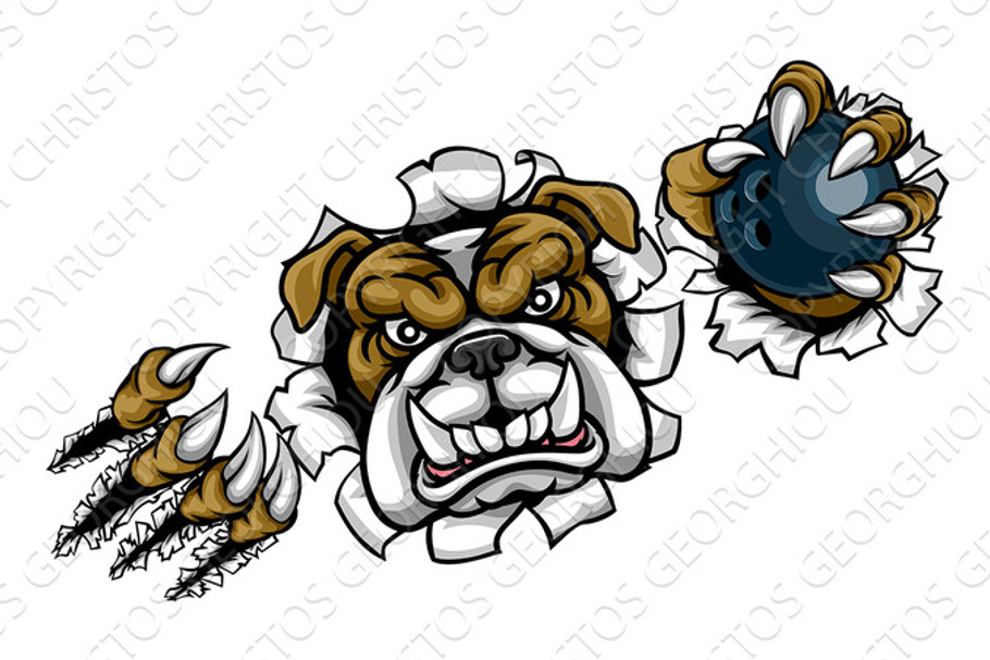 Bulldog Bowling Sports Mascot in Illustrations - product preview 8