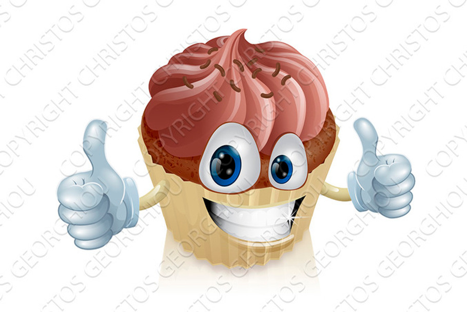Chocolate cupcake mascot in Illustrations - product preview 8