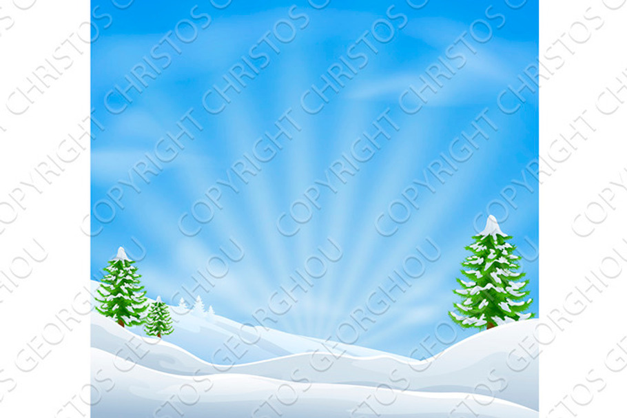 Christmas snow landscape background in Illustrations - product preview 8