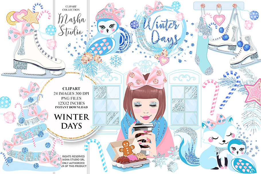 WINTER DAYS clipart in Illustrations - product preview 8