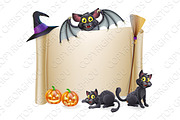 Halloween scroll sign and bat
