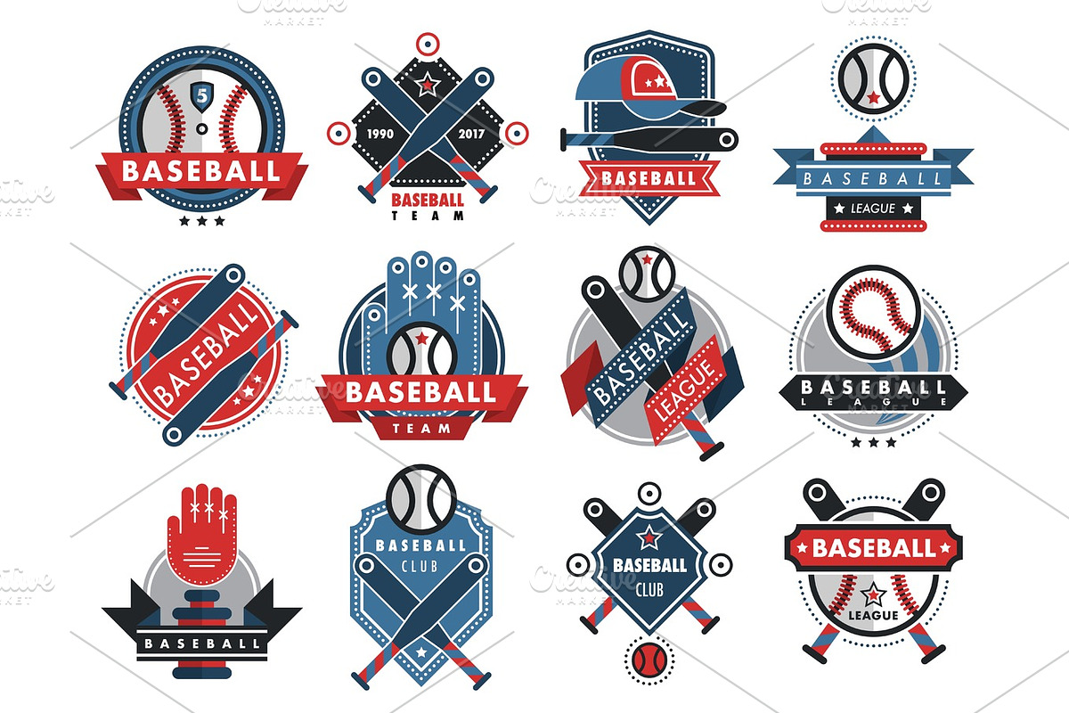 Baseball logo badge sport team or club vector template illustration in Illustrations - product preview 8