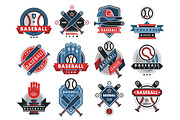 Baseball logo badge sport team or club vector template illustration