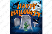Happy Halloween Monster Zombie Cartoon Sign