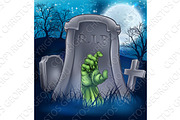 Zombie or Halloween Monster Cartoon Scene