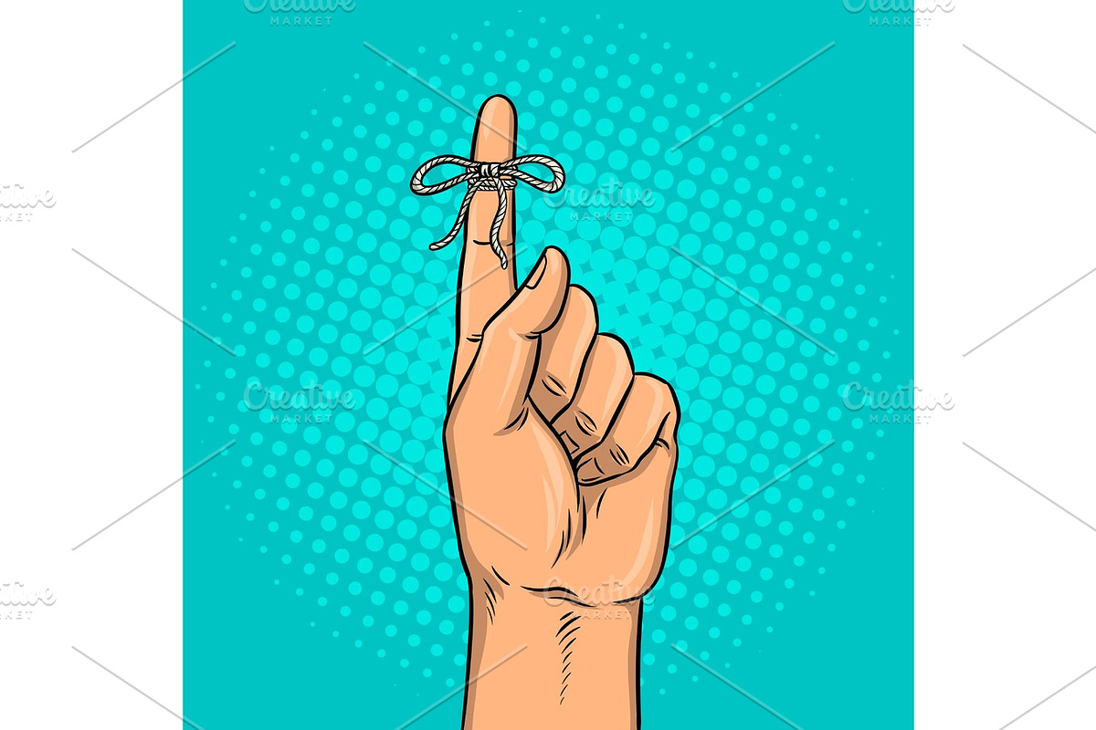 Knot on finger pop art vector illustration in Illustrations - product preview 8