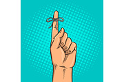 Knot on finger pop art vector illustration