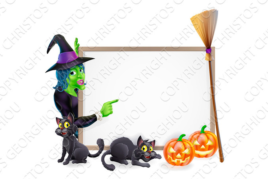 Halloween witch background sign in Illustrations - product preview 8