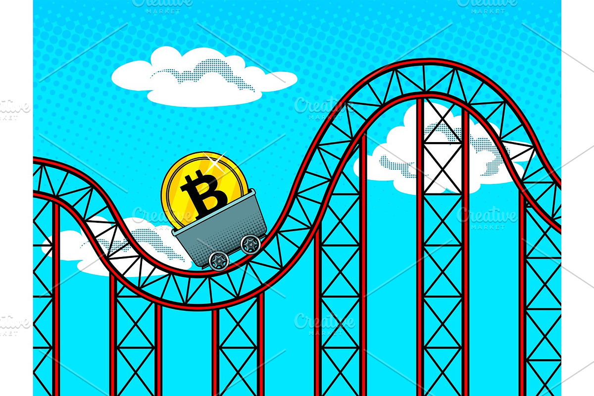 Bitcoin fluctuations pop art vector illustration in Illustrations - product preview 8