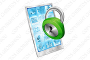 Lock icon phone security concept