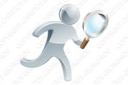 Magnifying glass silver person