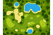 Golf field course green grass sport landscape play club game golfing hole outdoor background vector illustration.