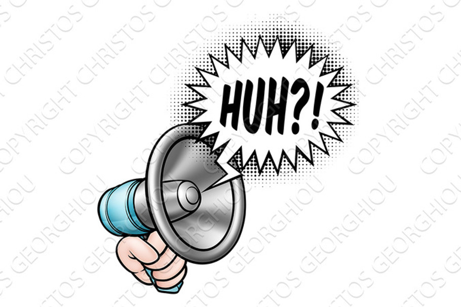 Cartoon Bullhorn Speech Bubble in Illustrations - product preview 8