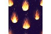 Fire flame hot burn vector seamless pattern background