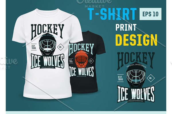 Hockey team print on t-shirt for winter sport