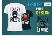 Hockey team print on t-shirt for winter sport