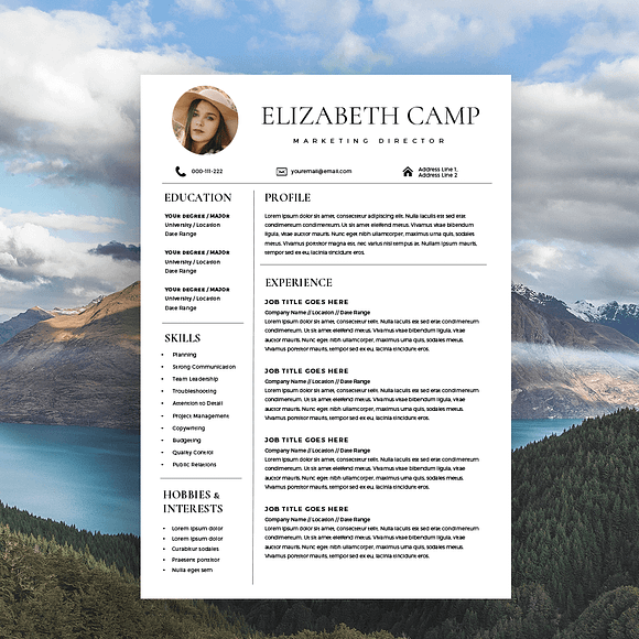 Resume Template with Headshot Photo in Resume Templates - product preview 1