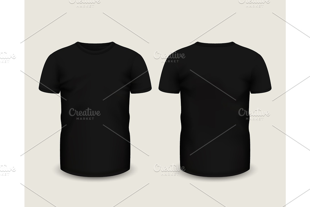 Download Black shirts short sleeve. Vector template. | Custom-Designed Illustrations ~ Creative Market