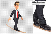 3D Businessman Walking on a Rope