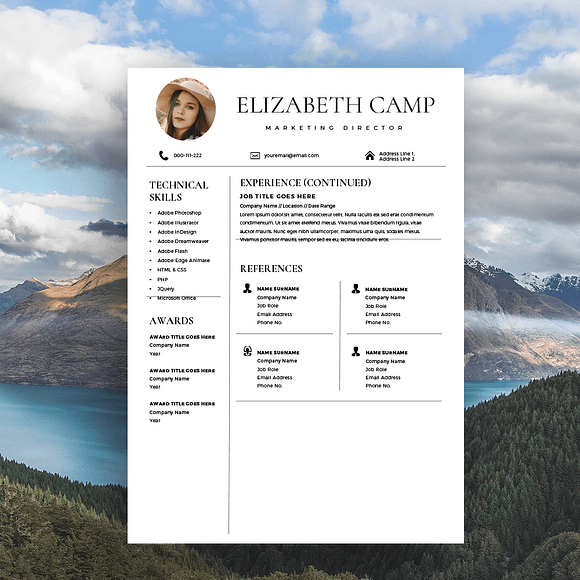 Resume Template with Headshot Photo in Resume Templates - product preview 2