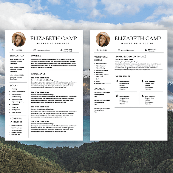 Resume Template with Headshot Photo in Resume Templates - product preview 4