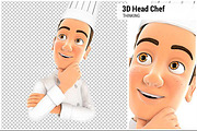 3D Head Chef Thinking