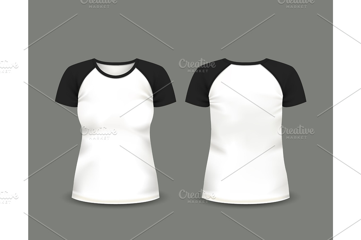 Black raglan t-shirt. Vector template. in Illustrations - product preview 8
