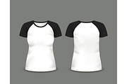 Black raglan t-shirt. Vector template.