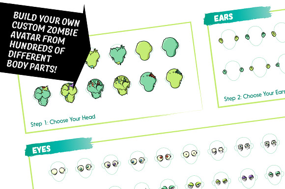 Zombie Avatar Builder in Illustrations - product preview 1