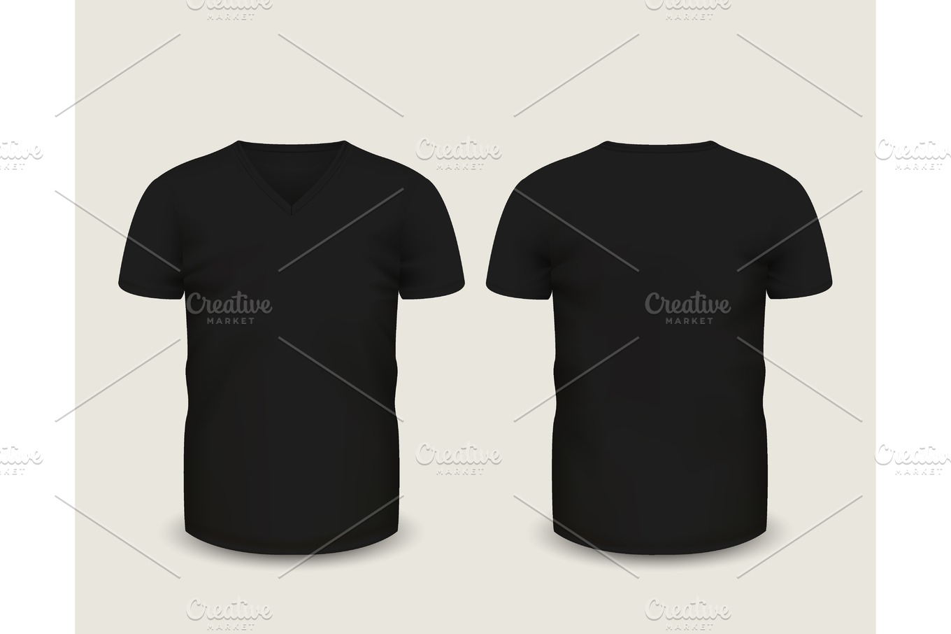 Black V-neck shirts. Vector template. | Creative Daddy
