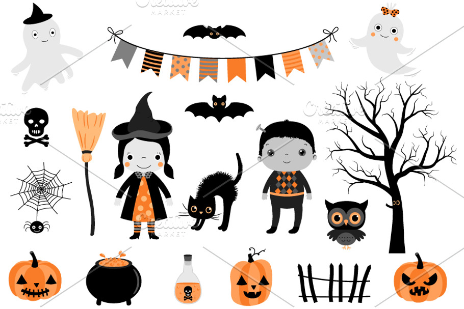 Cute Halloween clip art set  in Illustrations - product preview 8