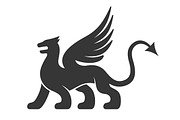 Heraldic Dragon Silhouette Logo