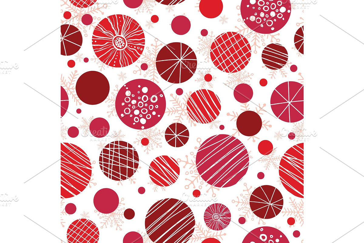 Vector abstract red hand drawn christmass ornaments repeat seamless pattern background. Can be used for fabric, wallpaper, stationery, packaging. in Objects - product preview 8