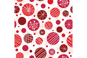 Vector abstract red hand drawn christmass ornaments repeat seamless pattern background. Can be used for fabric, wallpaper, stationery, packaging.