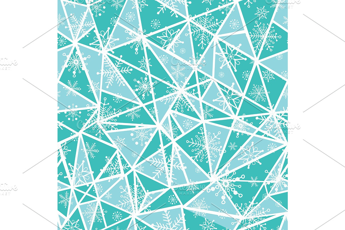 Vector abstract mint green christmass snowflakes on triangles repeat seamless pattern background. Can be used for fabric, wallpaper, stationery, packaging. in Objects - product preview 8