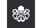 Pixel octopus logo sign abstract skull logo illustration