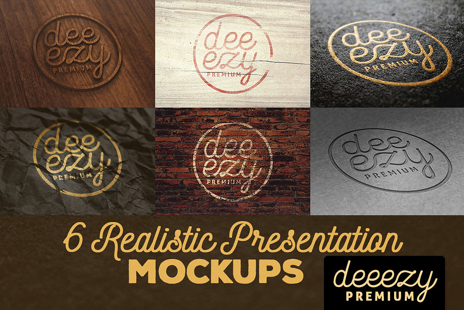 6 Realistic Logo or Text Mock-ups