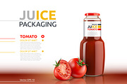 Vector tomato juice mockup package